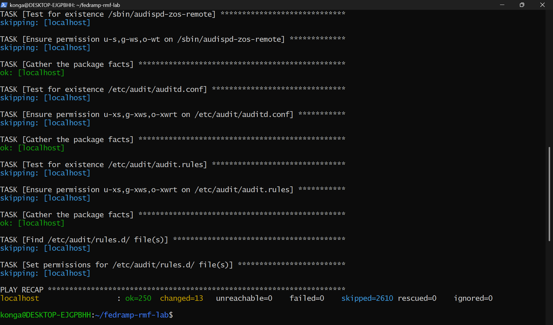 Ansible hardening run