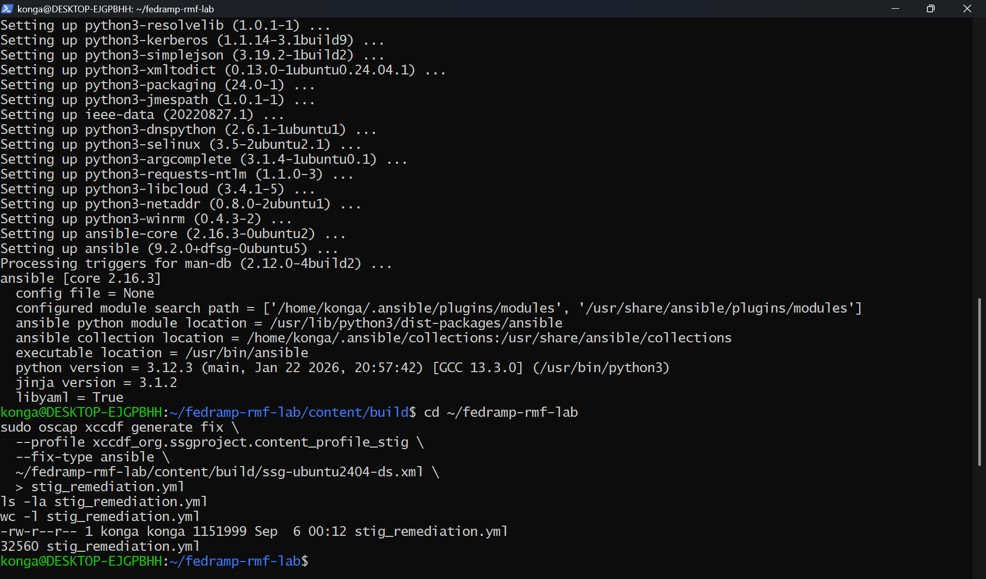 Generated Ansible playbook