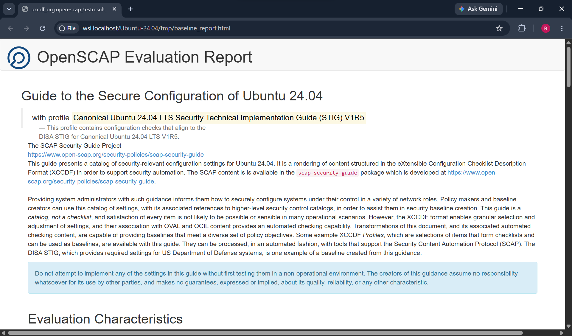 Baseline OpenSCAP report